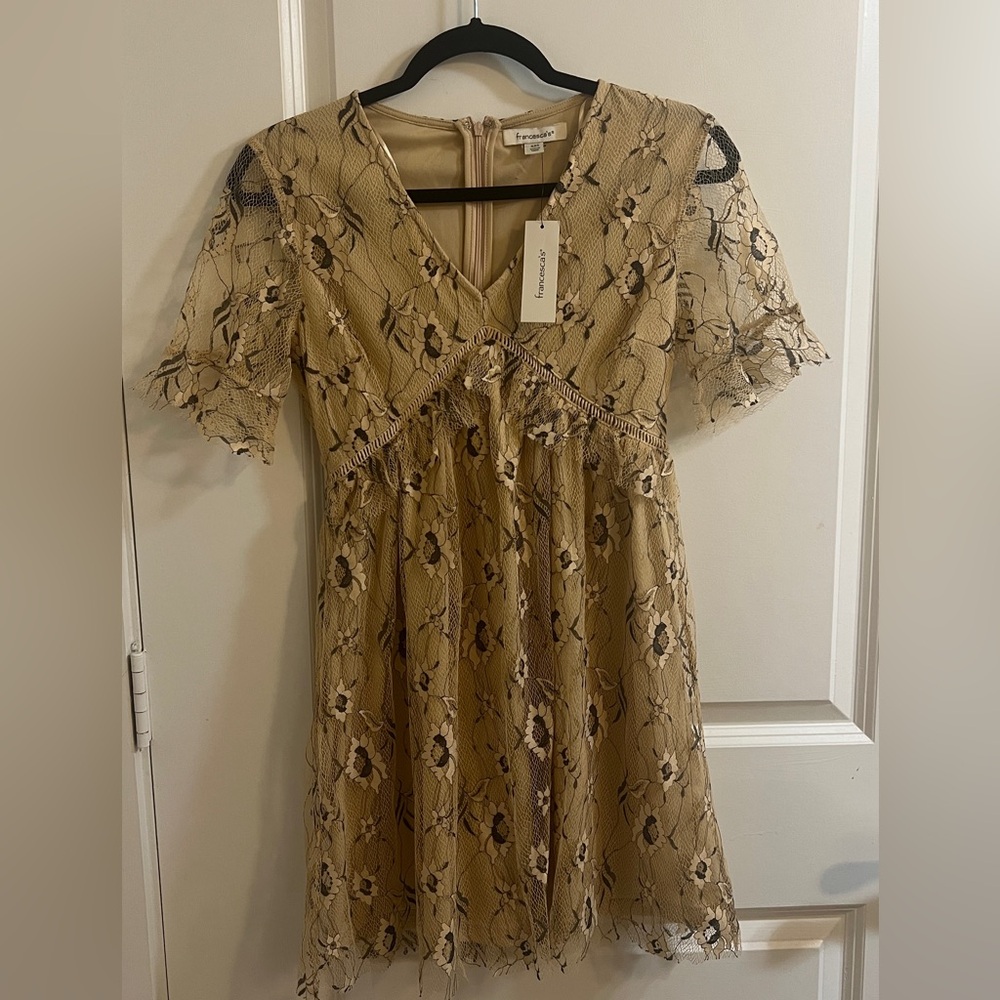 Francesca’s Beige Lace Mini Dress